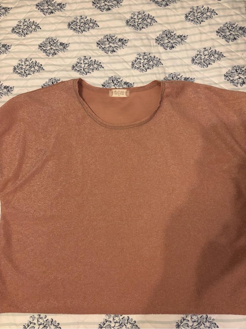 Altar'd State Shimmery Dusty Rose Short Sleeve Shirt